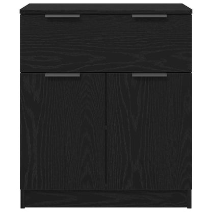 Dressoir met lade Zwart Eiken 60 x 30 x 70 cm Bewerkt hout