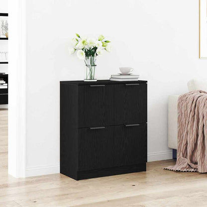 Dressoir Zwart Eiken 60 x 30 x 70 cm Bewerkt hout