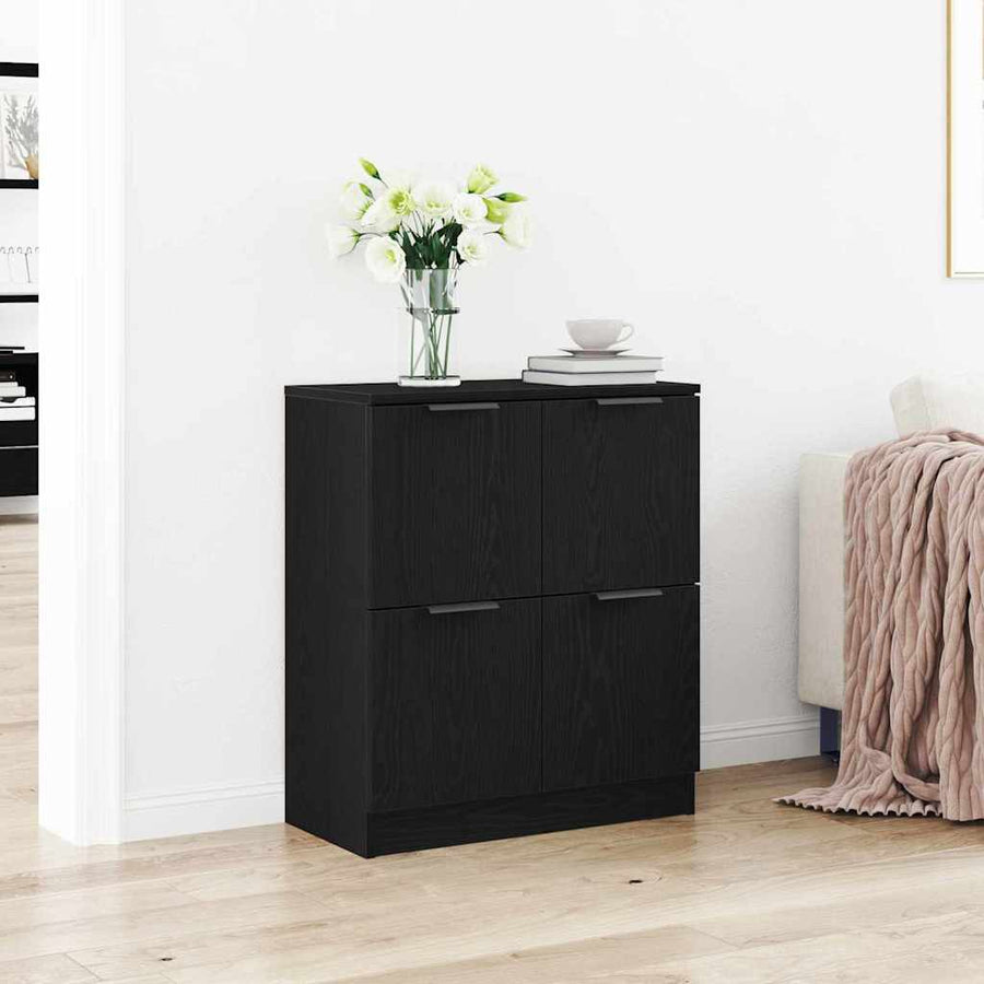 Dressoir Zwart Eiken 60 x 30 x 70 cm Bewerkt hout
