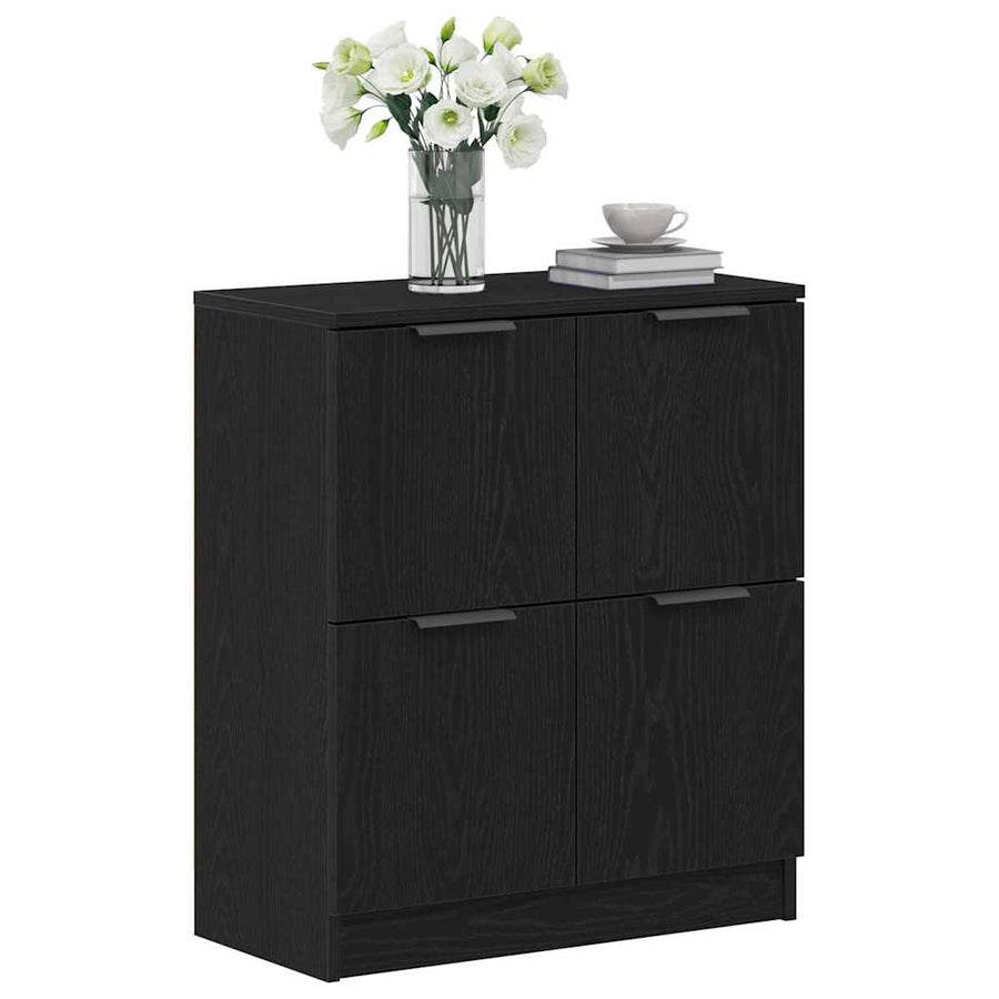 Dressoir Zwart Eiken 60 x 30 x 70 cm Bewerkt hout