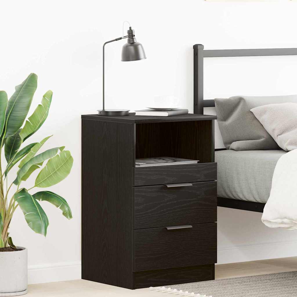 Nachtkastje Met Lade 40 X 35 X 65 Cm Bewerkt Hout 1 Zwart eiken