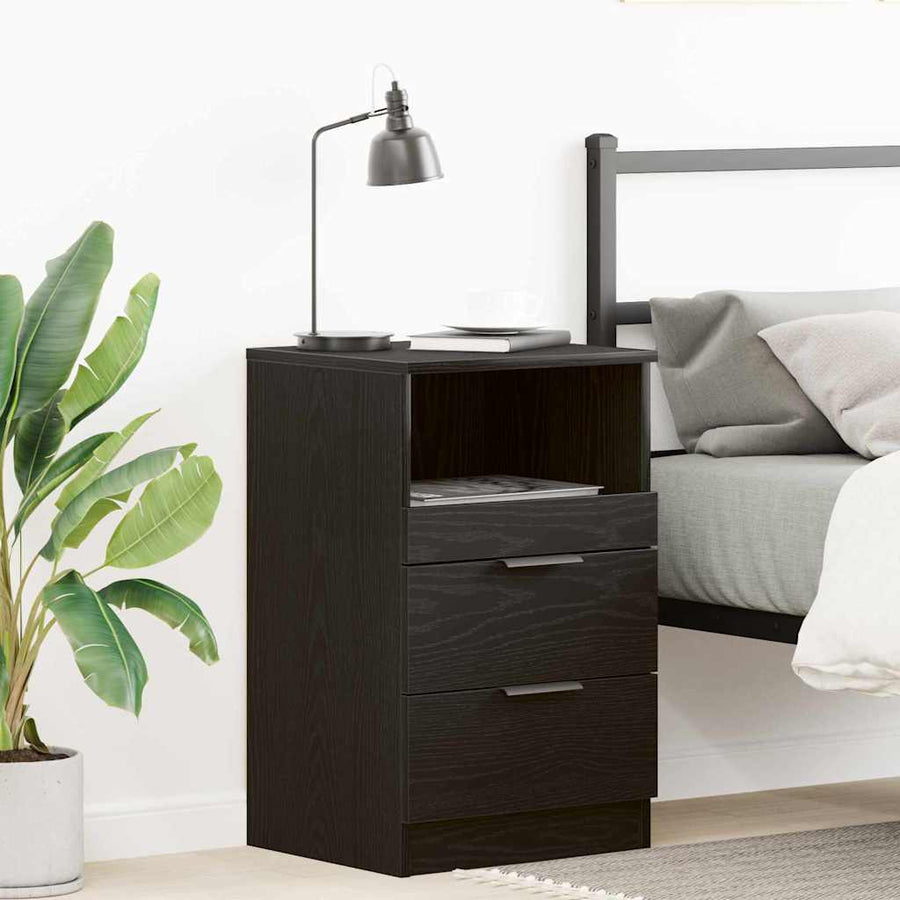 Nachtkastje Met Lade 40 X 35 X 65 Cm Bewerkt Hout 1 Zwart eiken