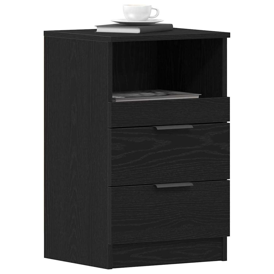 Nachtkastje Met Lade 40 X 35 X 65 Cm Bewerkt Hout 1 Zwart eiken