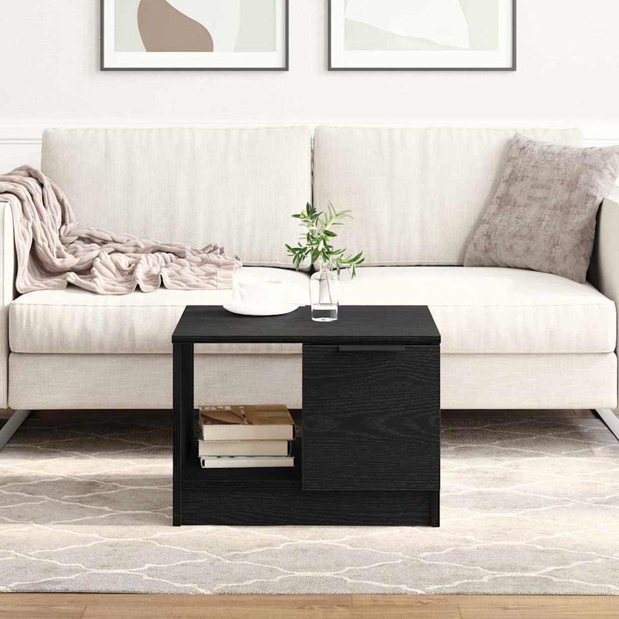 Salontafel with Drawer Zwart eiken 50 x 50 x 36 cm Bewerkt hout