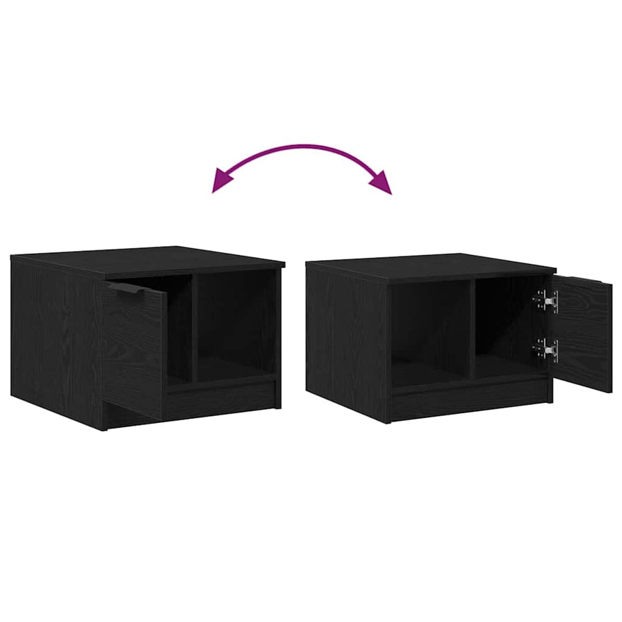 Salontafel with Drawer Zwart eiken 50 x 50 x 36 cm Bewerkt hout