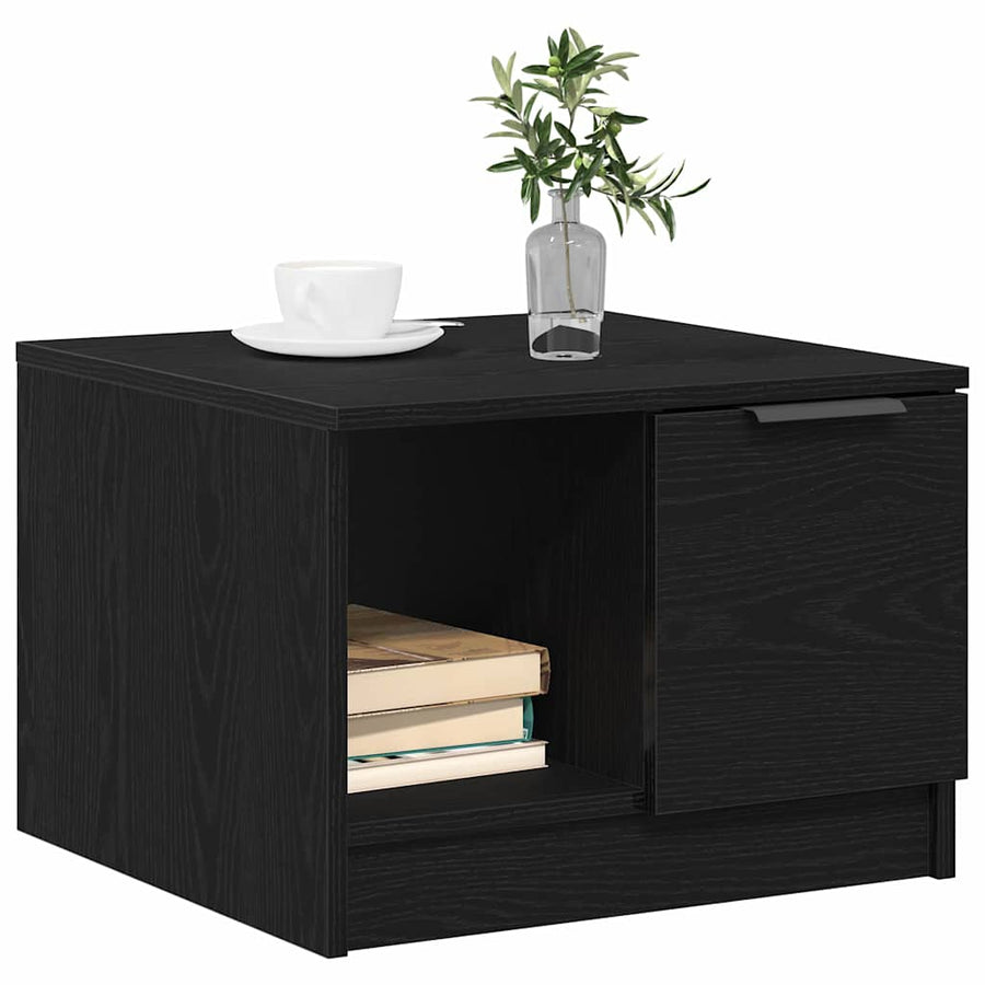 Salontafel with Drawer Zwart eiken 50 x 50 x 36 cm Bewerkt hout