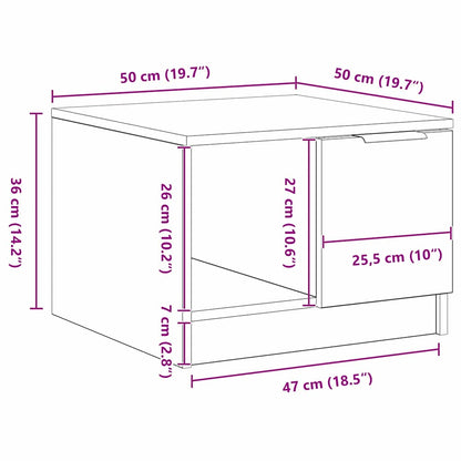 Salontafel with Drawer Zwart eiken 50 x 50 x 36 cm Bewerkt hout