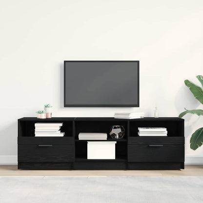 TV-kast met lade Zwart Eiken 150 x 33,5 x 45 cm Bewerkt hout
