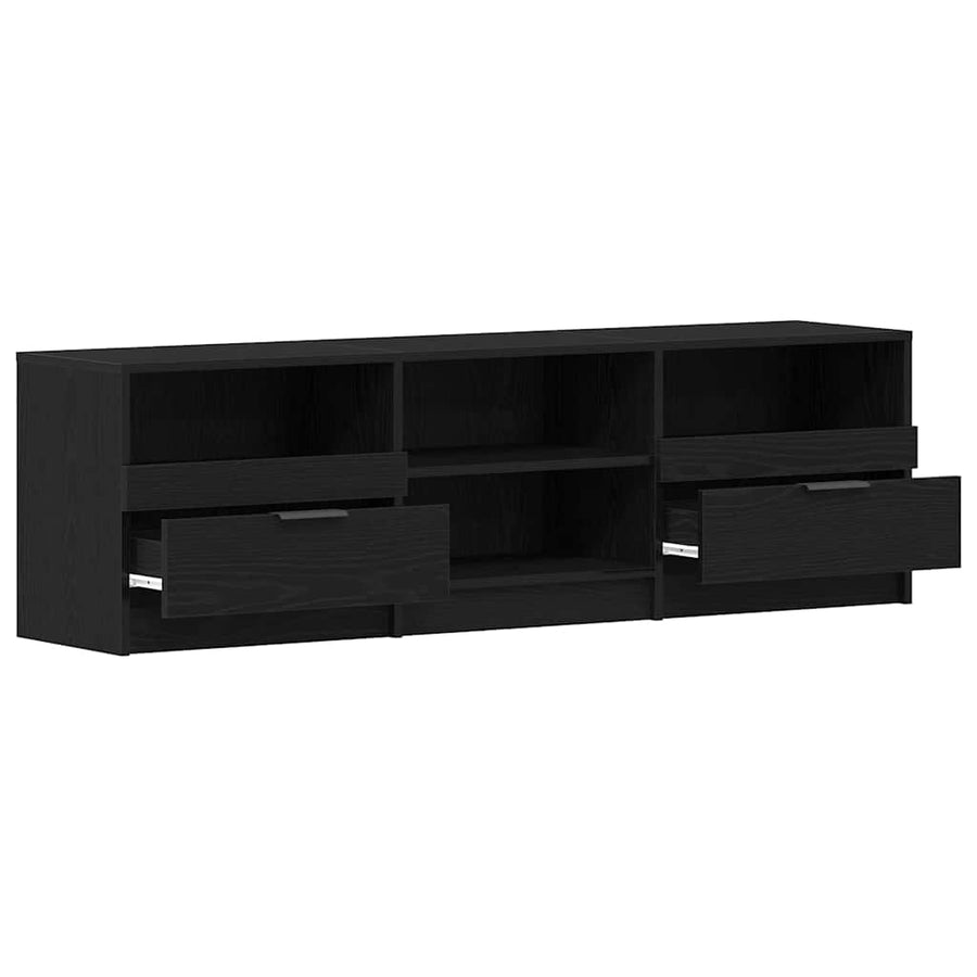TV-kast met lade Zwart Eiken 150 x 33,5 x 45 cm Bewerkt hout