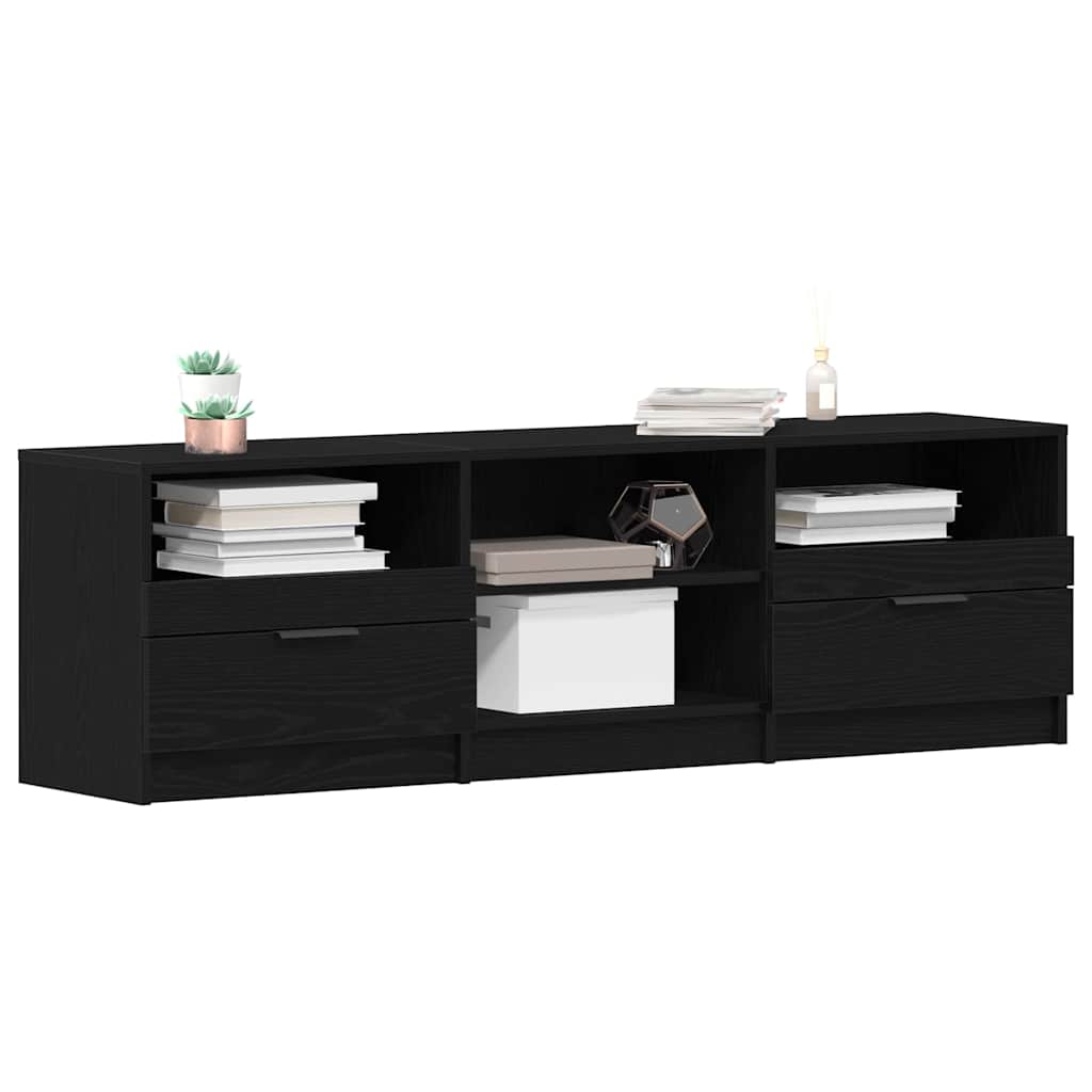 TV-kast met lade Zwart Eiken 150 x 33,5 x 45 cm Bewerkt hout
