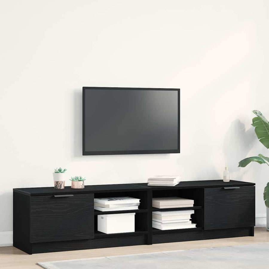 TV-kast 2 pcs Zwart Eiken 80 x 35 x 36,5 cm Bewerkt hout