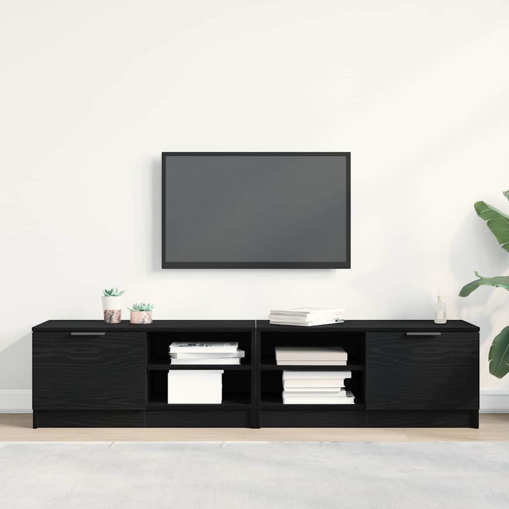 TV-kast 2 pcs Zwart Eiken 80 x 35 x 36,5 cm Bewerkt hout