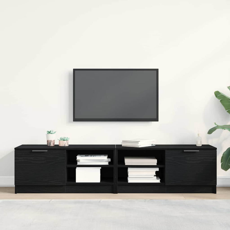 TV-kast 2 pcs Zwart Eiken 80 x 35 x 36,5 cm Bewerkt hout