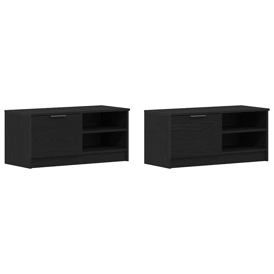 TV-kast 2 pcs Zwart Eiken 80 x 35 x 36,5 cm Bewerkt hout