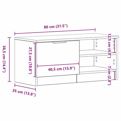 TV-kast 2 pcs Zwart Eiken 80 x 35 x 36,5 cm Bewerkt hout
