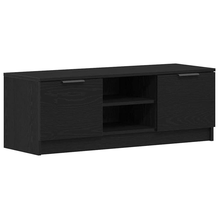 TV-kast Zwart Eiken 102 x 32 x 35.5 cm Bewerkt hout