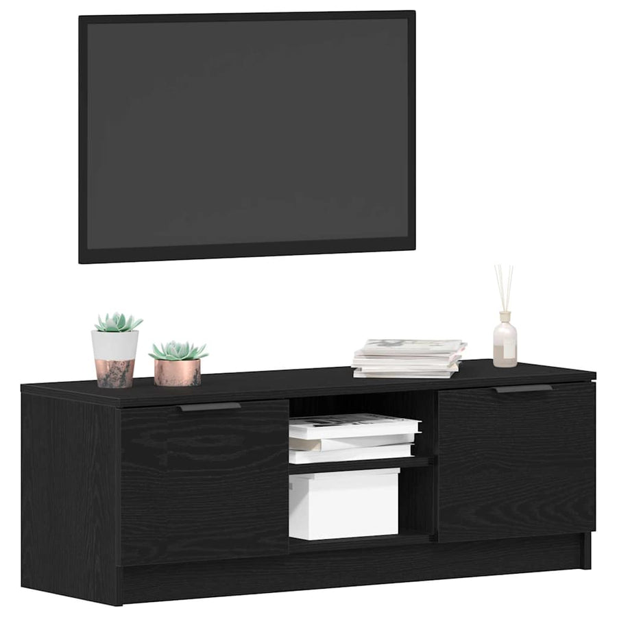 TV-kast Zwart Eiken 102 x 32 x 35.5 cm Bewerkt hout
