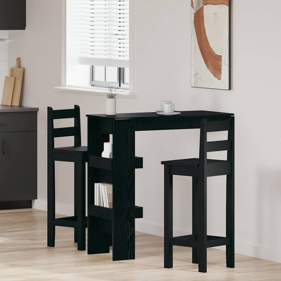 Wandbar Tafel Zwart Eiken 102 x 45 x 103,5 cm Bewerkt hout