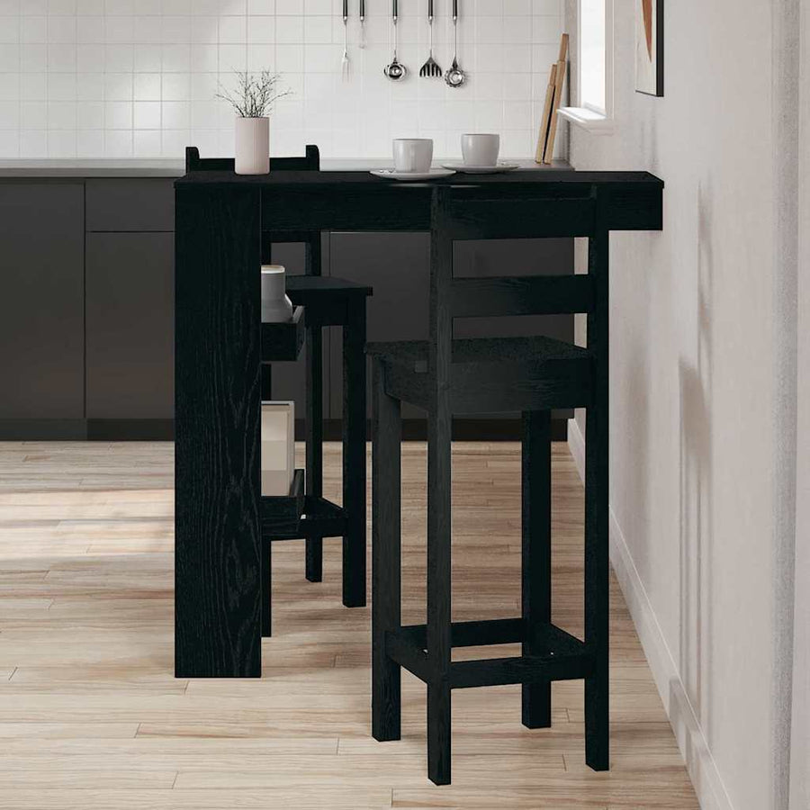 Wandbar Tafel Zwart Eiken 102 x 45 x 103,5 cm Bewerkt hout