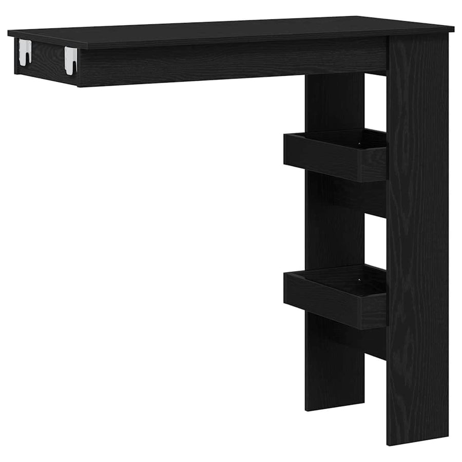 Wandbar Tafel Zwart Eiken 102 x 45 x 103,5 cm Bewerkt hout