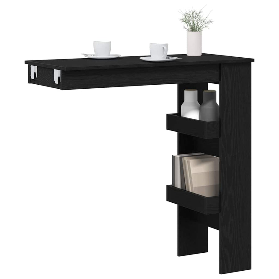 Wandbar Tafel Zwart Eiken 102 x 45 x 103,5 cm Bewerkt hout