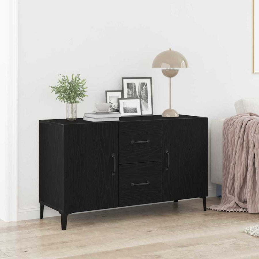 Dressoir met lade Zwart Eiken 100 x 36 x 60 cm Bewerkt hout
