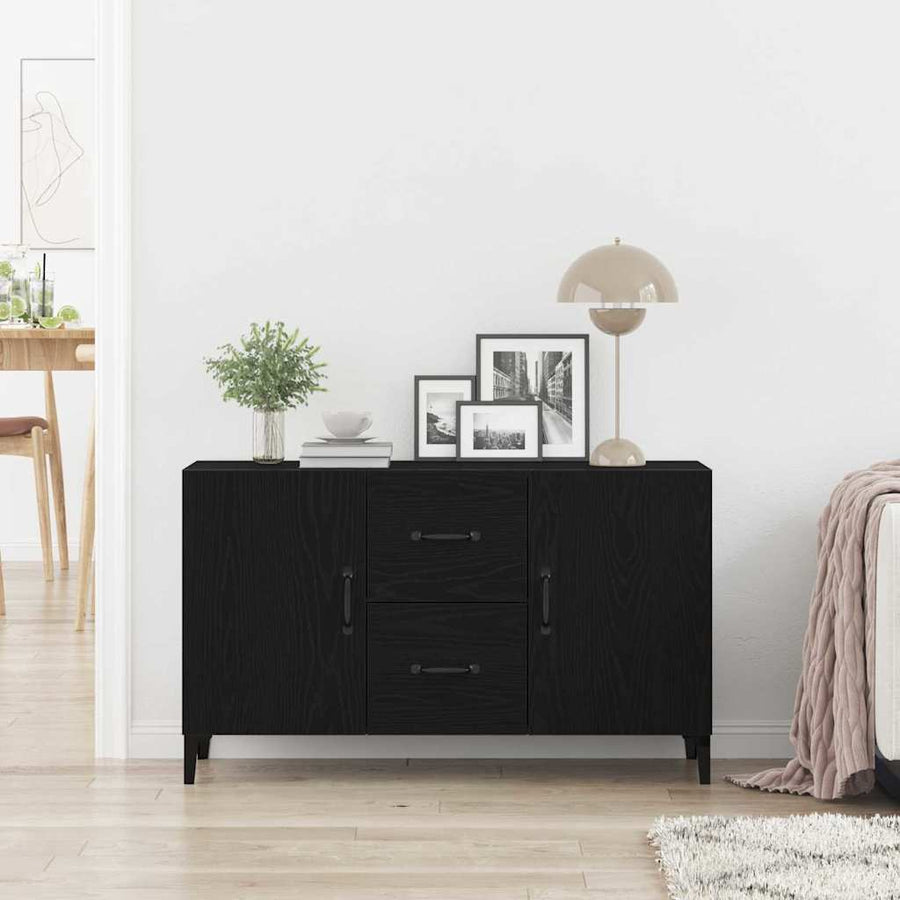 Dressoir met lade Zwart Eiken 100 x 36 x 60 cm Bewerkt hout