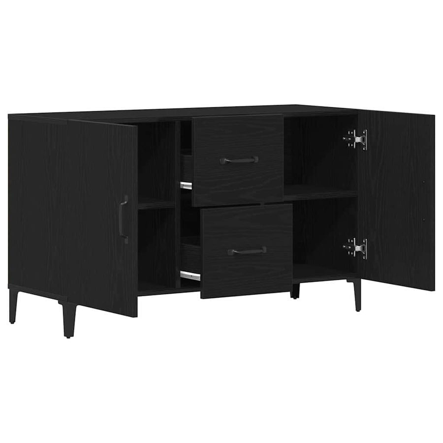 Dressoir met lade Zwart Eiken 100 x 36 x 60 cm Bewerkt hout