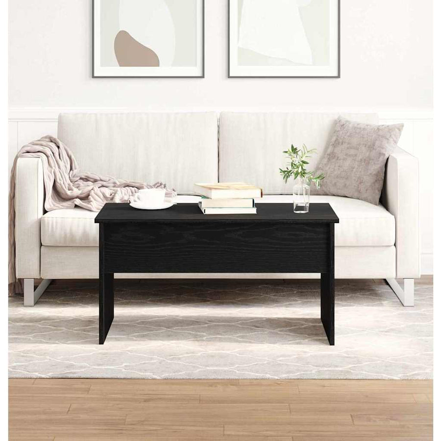 Salontafel Zwart Eiken 80 x 50,5 x 41,5 cm Bewerkt hout