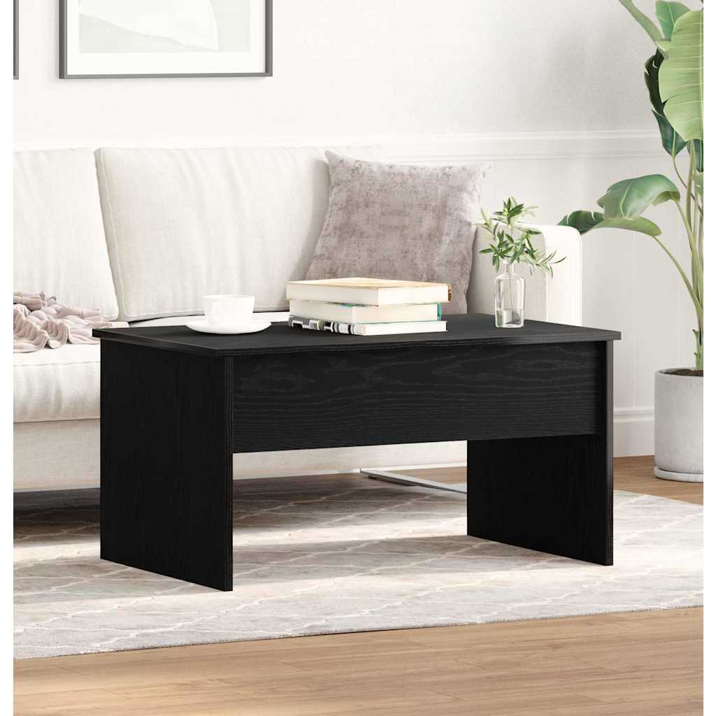 Salontafel Zwart Eiken 80 x 50,5 x 41,5 cm Bewerkt hout