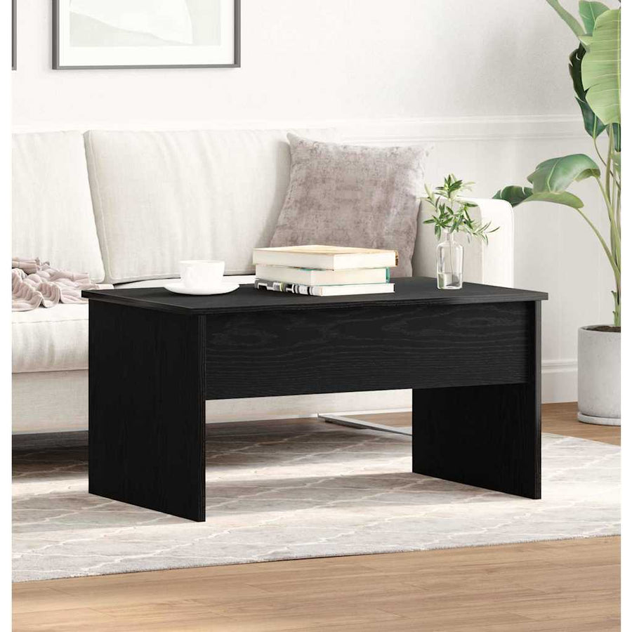 Salontafel Zwart Eiken 80 x 50,5 x 41,5 cm Bewerkt hout