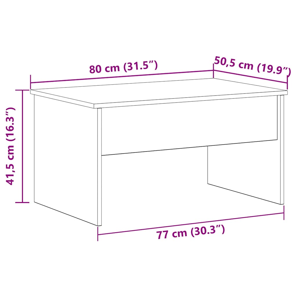 Salontafel Zwart Eiken 80 x 50,5 x 41,5 cm Bewerkt hout