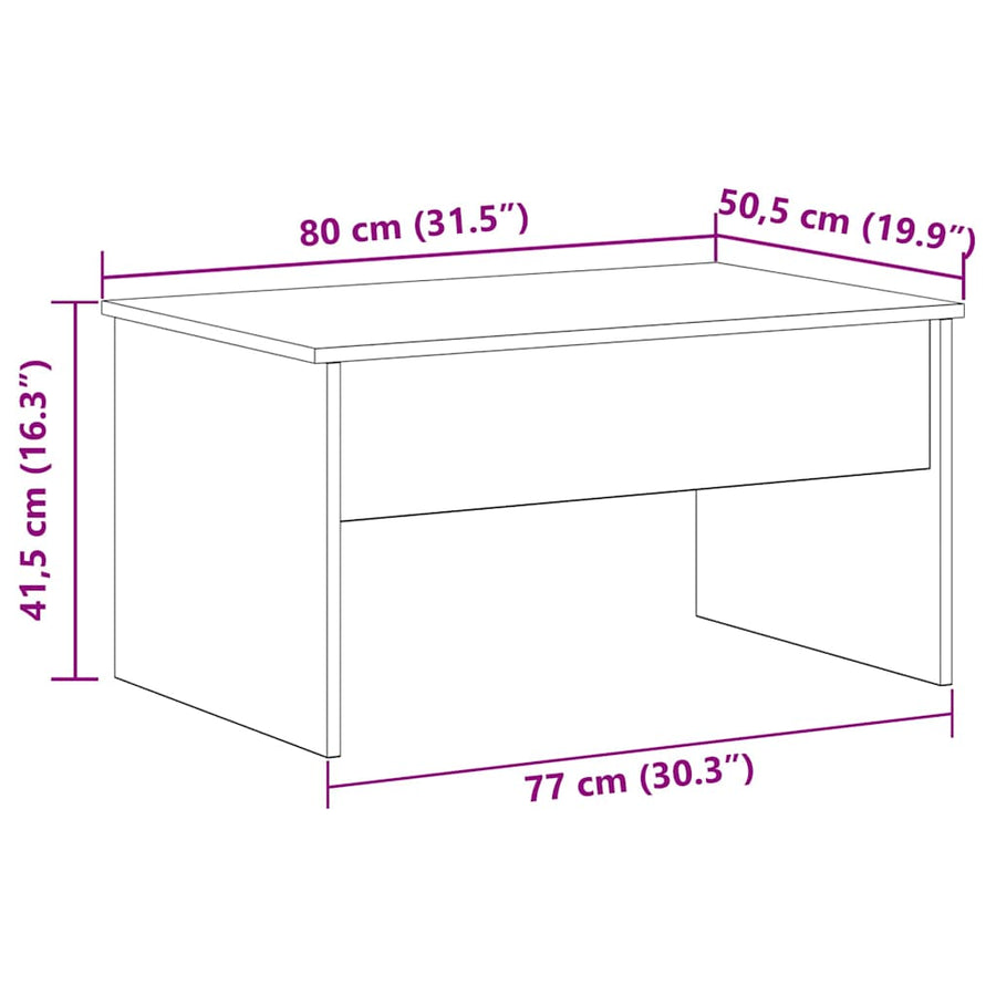 Salontafel Zwart Eiken 80 x 50,5 x 41,5 cm Bewerkt hout