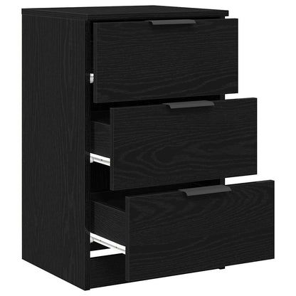 Nachtkastje met lade Zwart Eiken 40 x 65 x 65 cm Bewerkt hout