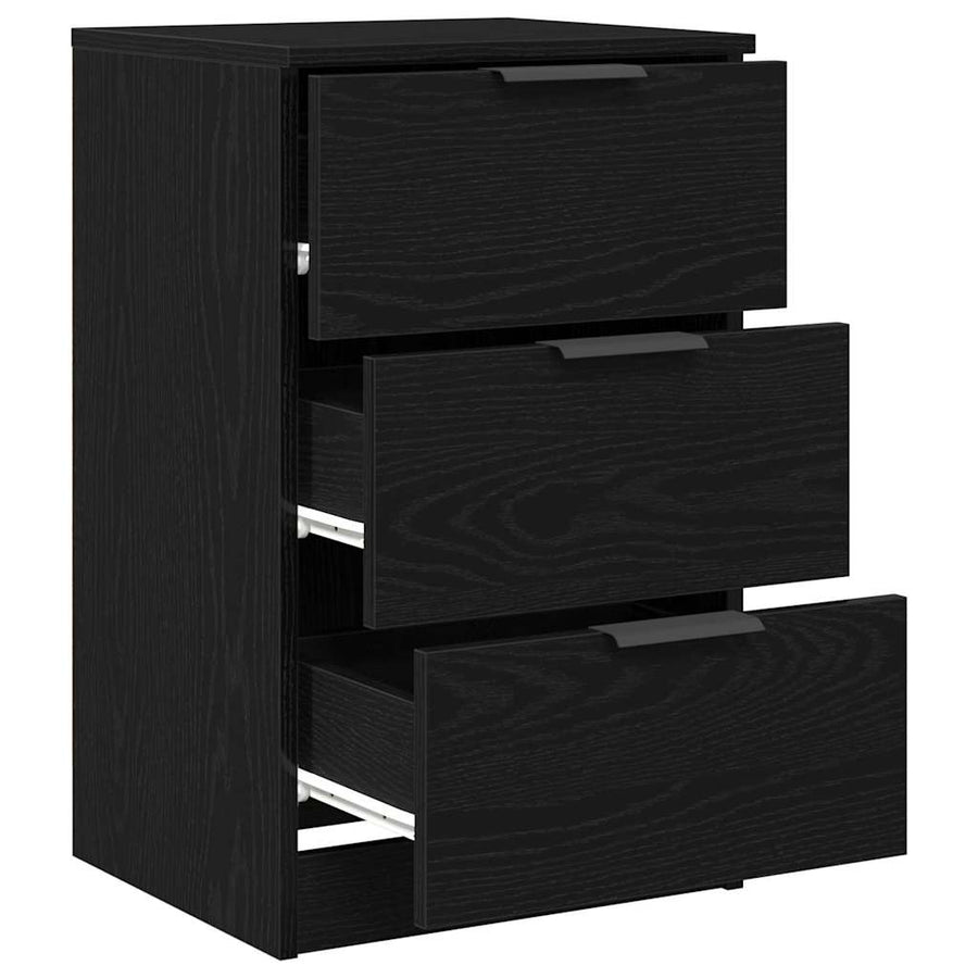 Nachtkastje met lade Zwart Eiken 40 x 65 x 65 cm Bewerkt hout
