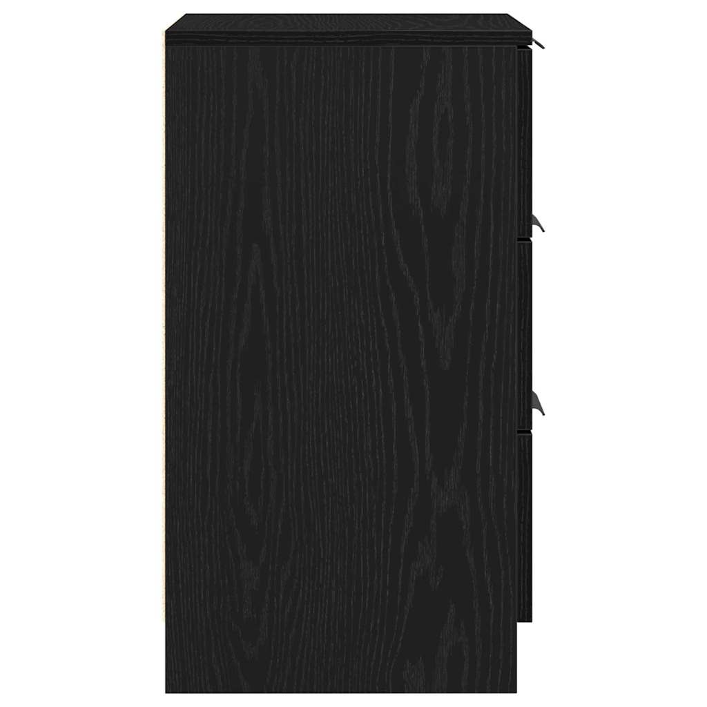 Nachtkastje met lade Zwart Eiken 40 x 65 x 65 cm Bewerkt hout