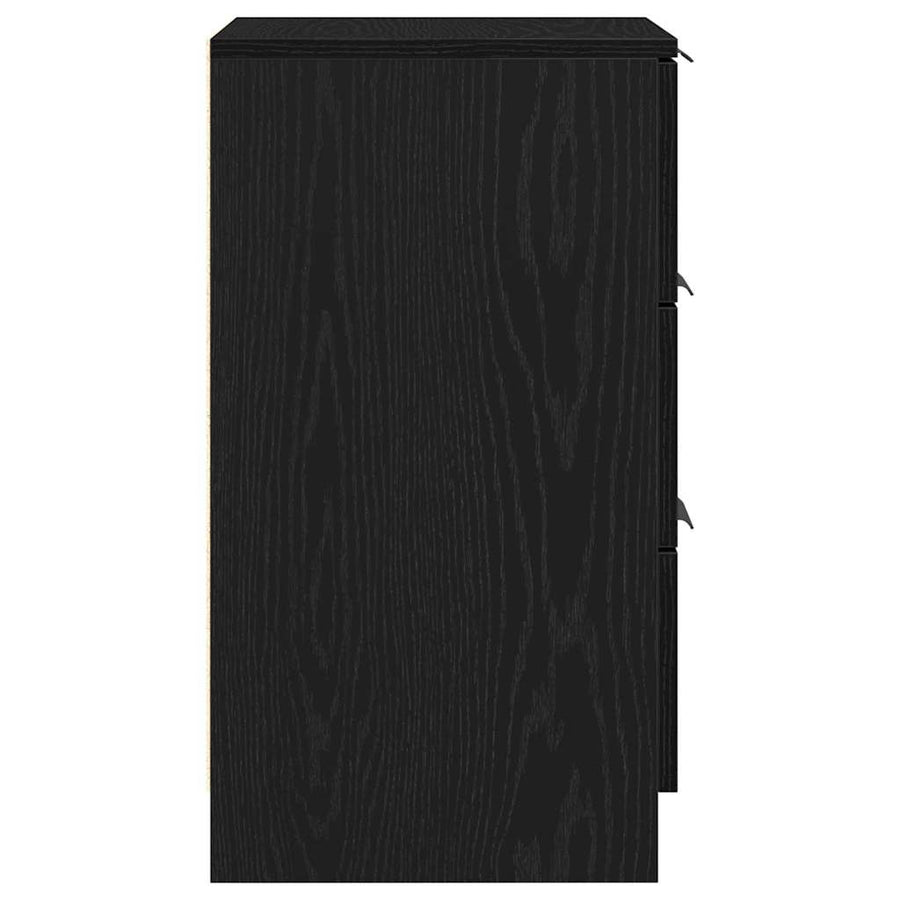 Nachtkastje met lade Zwart Eiken 40 x 65 x 65 cm Bewerkt hout