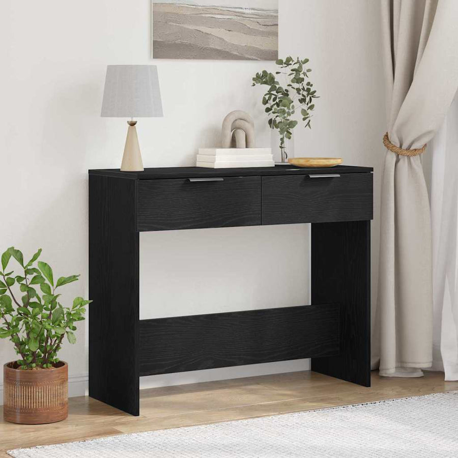 Wandtafel met lade Zwart Eiken 30 x 36 x 75 cm Bewerkt hout
