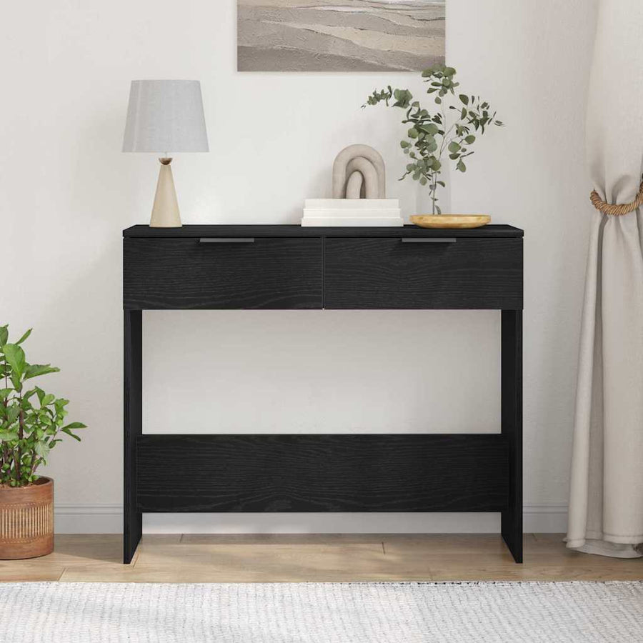 Wandtafel met lade Zwart Eiken 30 x 36 x 75 cm Bewerkt hout