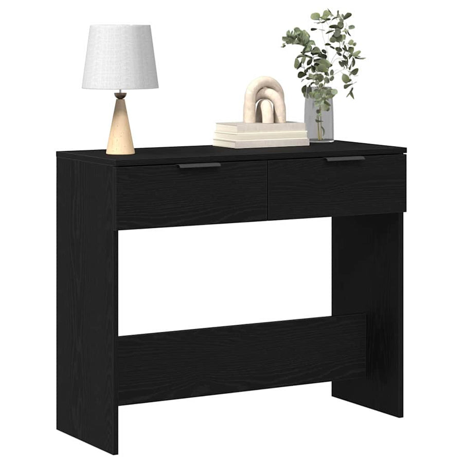 Wandtafel met lade Zwart Eiken 30 x 36 x 75 cm Bewerkt hout