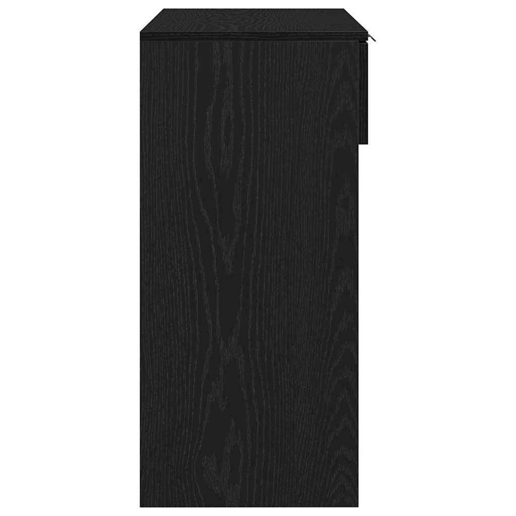 Wandtafel met lade Zwart Eiken 30 x 36 x 75 cm Bewerkt hout