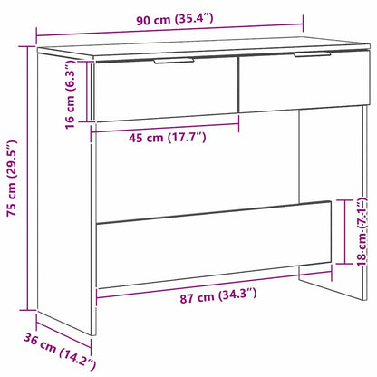 Wandtafel met lade Zwart Eiken 30 x 36 x 75 cm Bewerkt hout