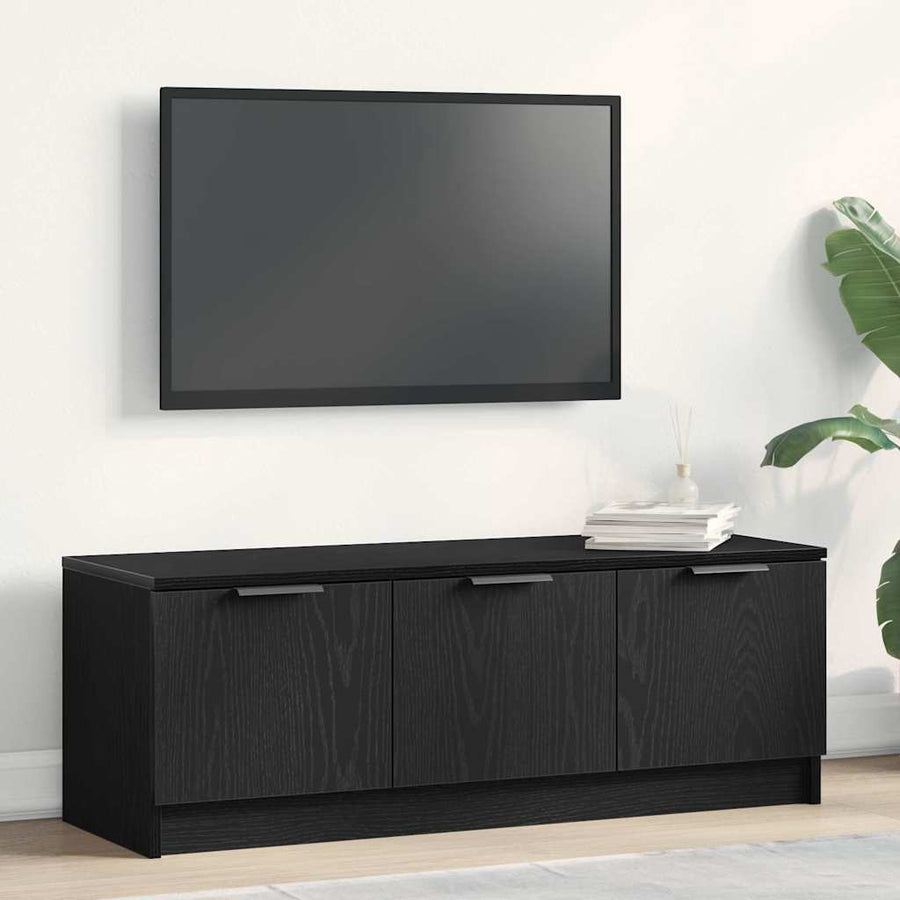 TV-kast Zwart Eiken 102 x 35 x 36,5 cm Bewerkt hout