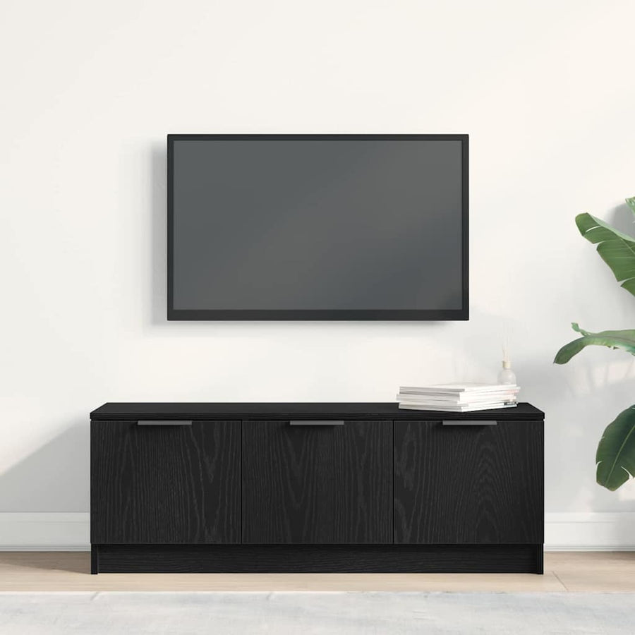 TV-kast Zwart Eiken 102 x 35 x 36,5 cm Bewerkt hout