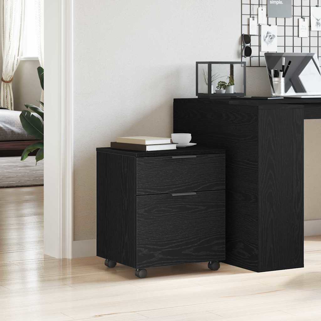 Bestandenkast met lade Zwart Eiken 45 x 38 x 54 cm Bewerkt hout