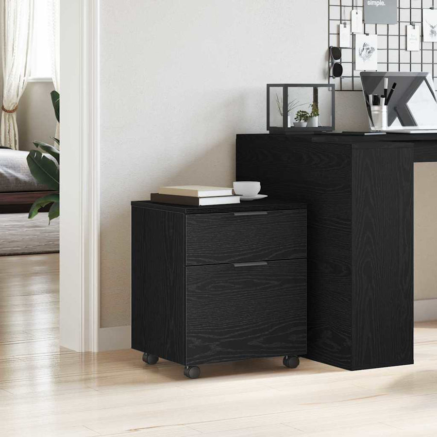 Bestandenkast met lade Zwart Eiken 45 x 38 x 54 cm Bewerkt hout