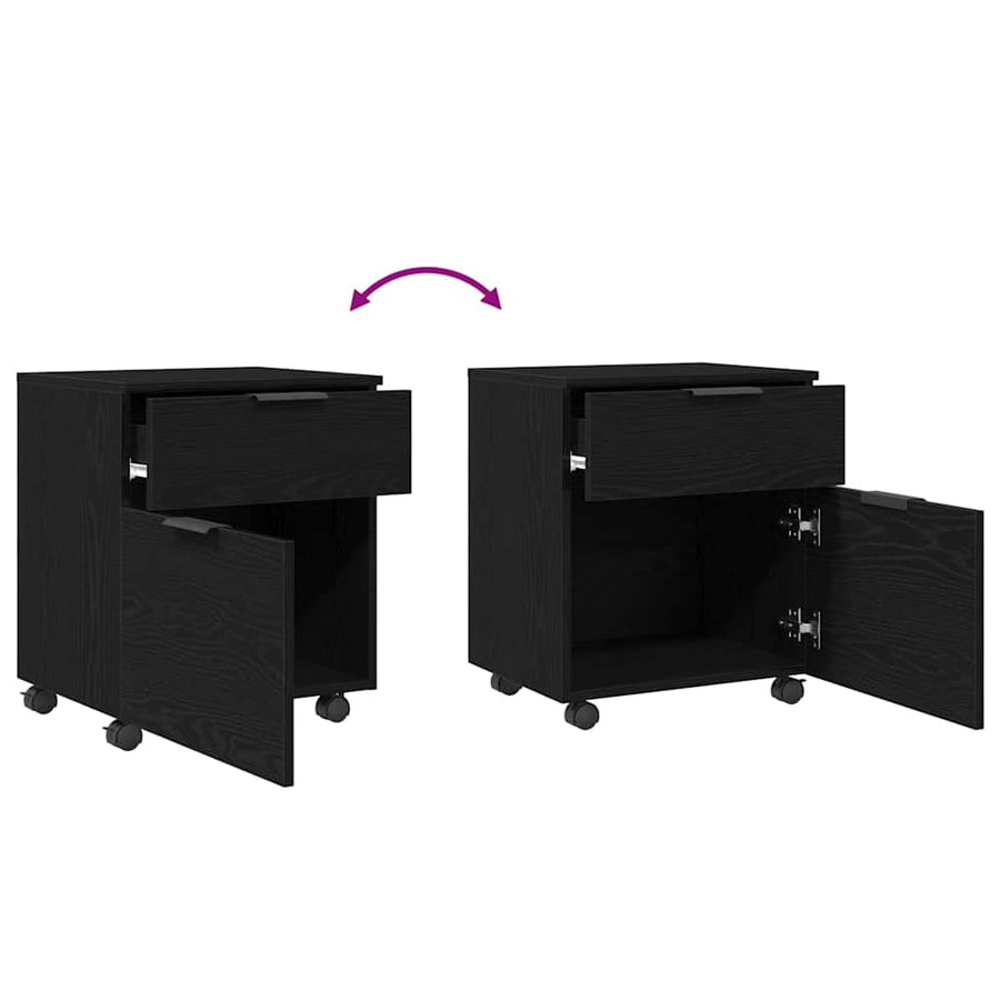 Bestandenkast met lade Zwart Eiken 45 x 38 x 54 cm Bewerkt hout