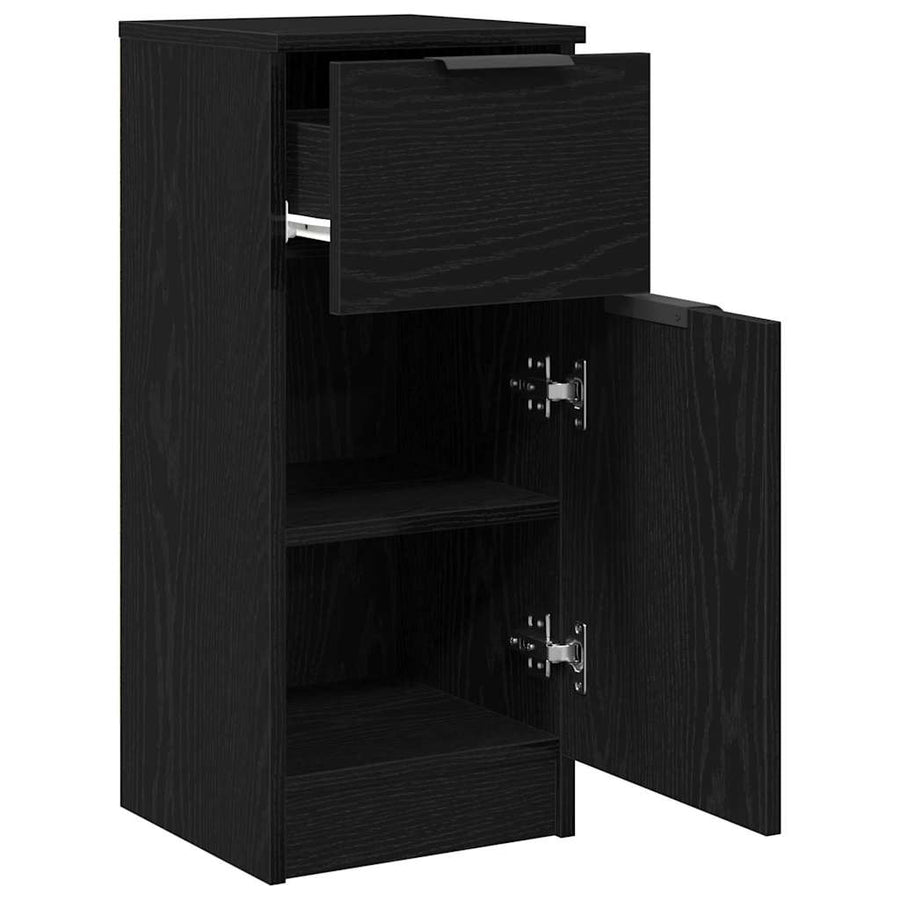 Dressoir 30X30X70 Cm Bewerkt Hout Kleurig 1 Zwart eiken