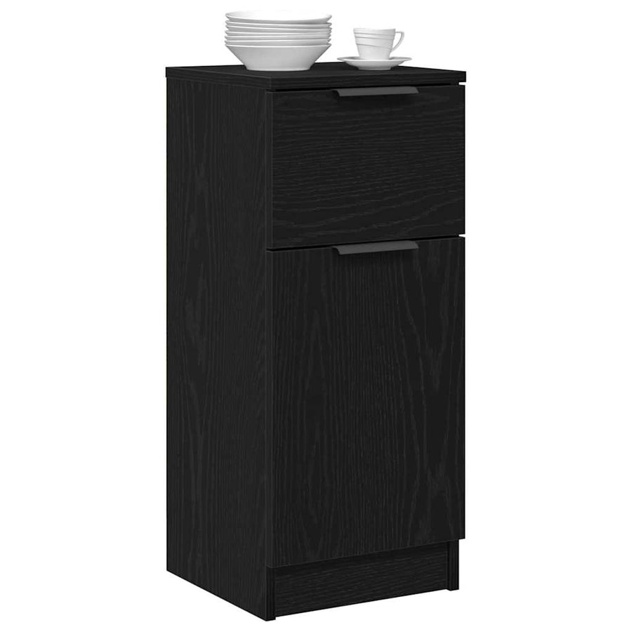 Dressoir 30X30X70 Cm Bewerkt Hout Kleurig 1 Zwart eiken