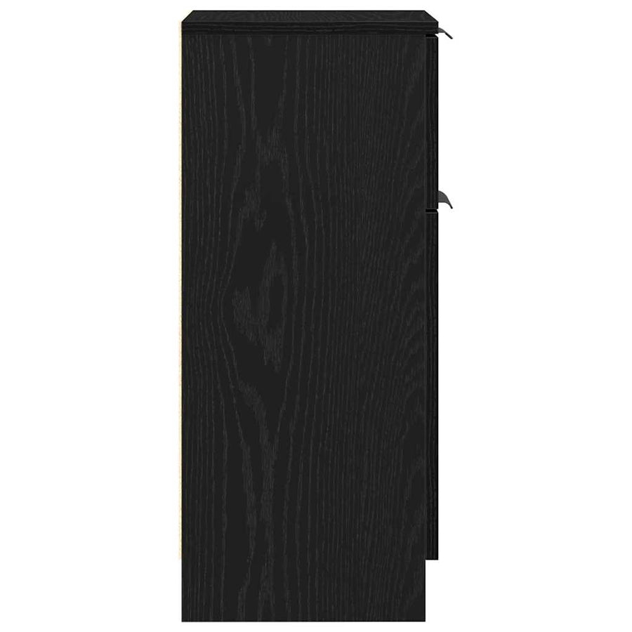 Dressoir 30X30X70 Cm Bewerkt Hout Kleurig 1 Zwart eiken
